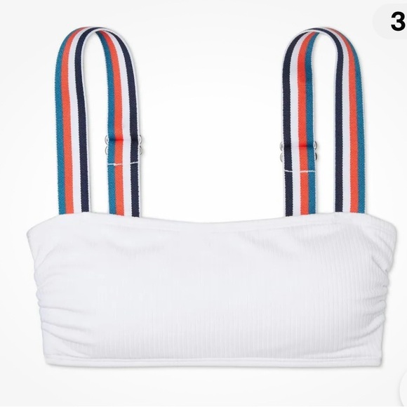 Juniors' Xhilaration Ribbed Bralette Bikini Top, White, swim top, D/DD, NWT - Picture 3 of 6
